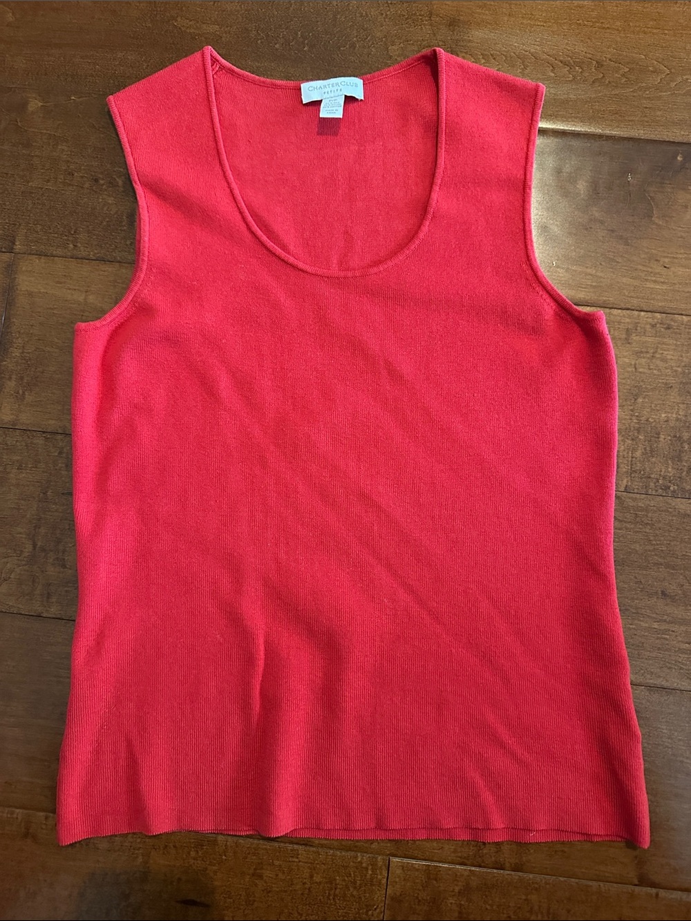 Charter Club Red Knit Scoop Neck Tank